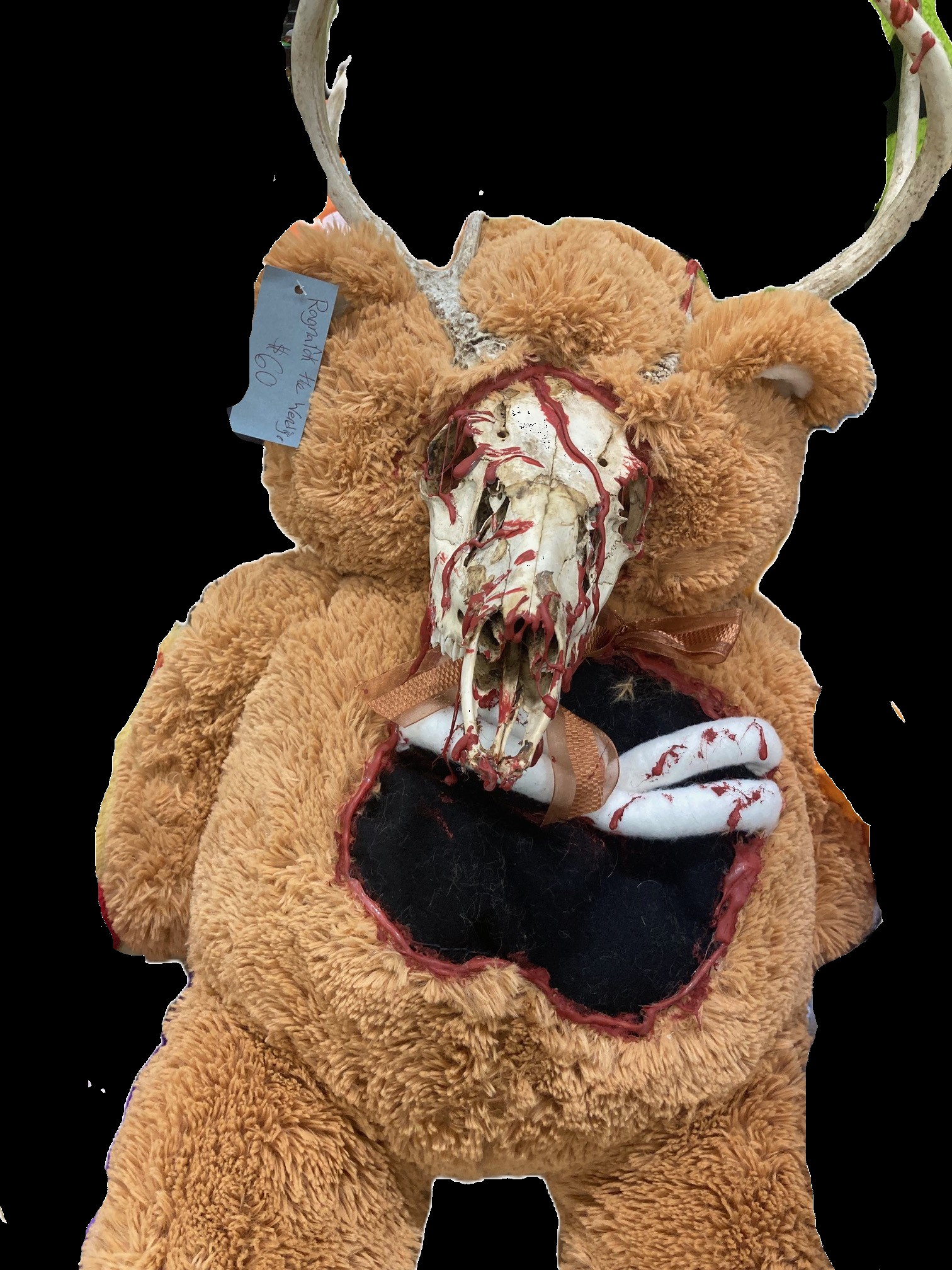 Skull Bear - upcycled teddy with deer skull